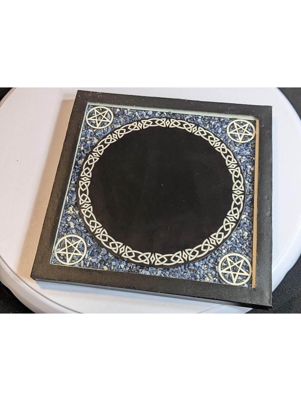 Pentacle Altar Tile Celtic Knot Blue Stone Wiccan Pagan Ritual Decor